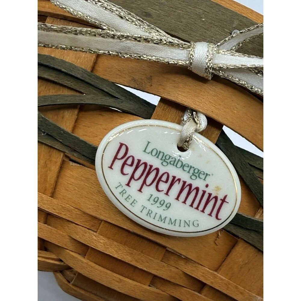 Vintage 1999 Longaberger Peppermint Tree Trimming Small Mini Basket Christmas